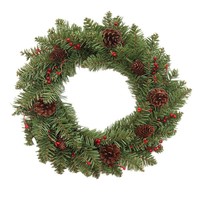 Couronne de Noël Ronde en Bois et PVC, 35/40 cm, Prête à Poser sur Porte pour Décoration de Noël - Meilleure Vente
