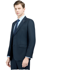 Trajes de Negocios de Lana Peinada Azul Marino para Hombre, Antiencogimiento, Cierre de Botón Sencillo, Lavables a Máquina, para Padrinos de Boda - Product Image 1