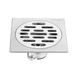 Bathroom square stainless steel floor drain with grating