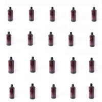 Botella vacía de 473 ml, 16 oz, 500 ml, cuadrada, con boca de rosca, botella de plástico doméstica, botella de plástico PET arqueada, tapa con letras rojas.