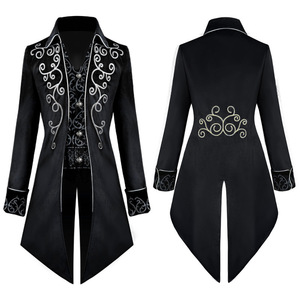 Manteau trench <span class=keywords><strong>steampunk</strong></span> pour <span class=keywords><strong>homme</strong></span>, style vintage, prince médiéval, smoking, veste brodée de la Renaissance, costume de cosplay pour fête d'Halloween - Product Image 2
