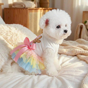 PETCIRCLE Novedades Primavera/Verano: Ropa y Accesorios para Perros y Gatos, Vestido de Tul con Diseño de Conejo Arcoíris para Pascua - Product Image 4
