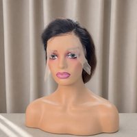 Nouvelle couleur 1b/4, perruque courte droite en dentelle transparente 13*4, cheveux humains, densité 300%, coupe pixie, perruque courte à dentelle frontale pour femmes