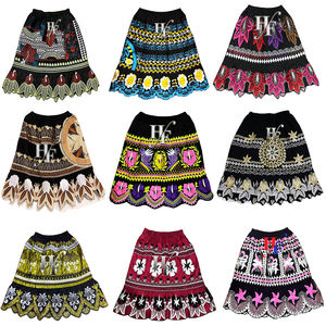 Jupes de qualité supérieure pour femmes, motif floral brodé, taille élastique, jupes midi, style décontracté des îles micronésiennes - Product Image 2