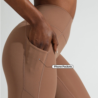 Leggings de sport MIQI personnalisés avec logo, pour femme, effet ventre plat, taille haute, rehaussement des fesses, avec poches, pour fitness et yoga