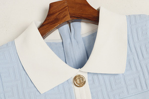 Nouvelle Robe d'été 2026 pour Femme, Texturée, à Manches Courtes, Col Rabattu, Tricotée, Coupe Moulante - Product Image 3