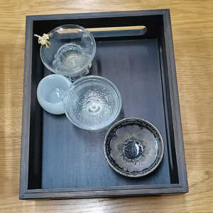 Caja de almacenamiento para juego de té de estilo chino, organizador de escritorio apilable de doble capa de bambú para gabinete de almacenamiento de tazas de té - Product Image 3
