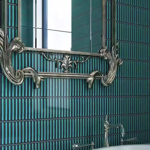 Azulejos de Mosaico Verde Esmeralda con Efecto Horno - Azulejos de Cerámica 3D con Rayas para Revestimiento de Paredes en Hoteles, Bares y Baños - Product Image 4