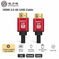Câble Vellygood Nouveau Ultra Haute Vitesse 4K 2.0 Mâle-Mâle en Cuivre Plaqué Or Blindé Tressé PVC Compatible HDTV EARC HDR10