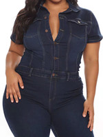 Combinaisons pour femmes tendance à la vente chaude, tailles juniors et grandes tailles, coupe ajustée, manches courtes, combinaison en jean pour femmes