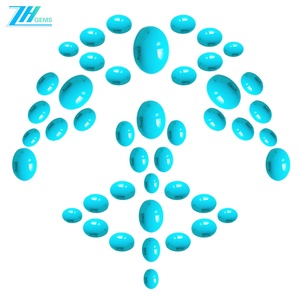 Cabujón de turquesa Natural de 6mm X 8mm, cuentas sueltas en forma de huevo para hacer joyas, diseño de moda, bonita <span class=keywords><strong>piedra</strong></span> azul - Product Image 5