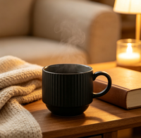 Lot de tasses à café en céramique empilables de style nordique avec support métallique, logo personnalisé, tasses en porcelaine côtelées empilables pour la maison et le bureau