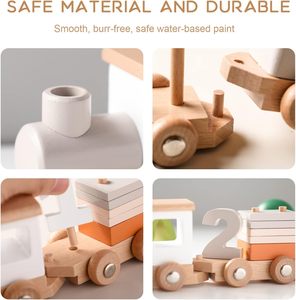 Juguetes de bloques de construcción para niños, rompecabezas de silicona, juguete de emparejamiento, juguete de empuje y arrastre para educación temprana, tren de juguete de silicona suave - Product Image 3