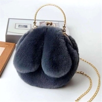 Nouveau sac à main pour femme, motif oreilles de lapin, à porter à l'épaule, en bandoulière ou à la main, petit format, mignon, polyvalent, tendance, en peluche.