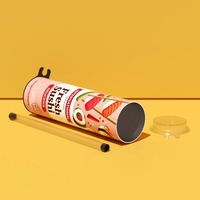 Boîte à sushi rose créative en forme de dessin animé, tube en papier kraft imprimé sur mesure, emballage alimentaire cylindrique avec compartiment transparent