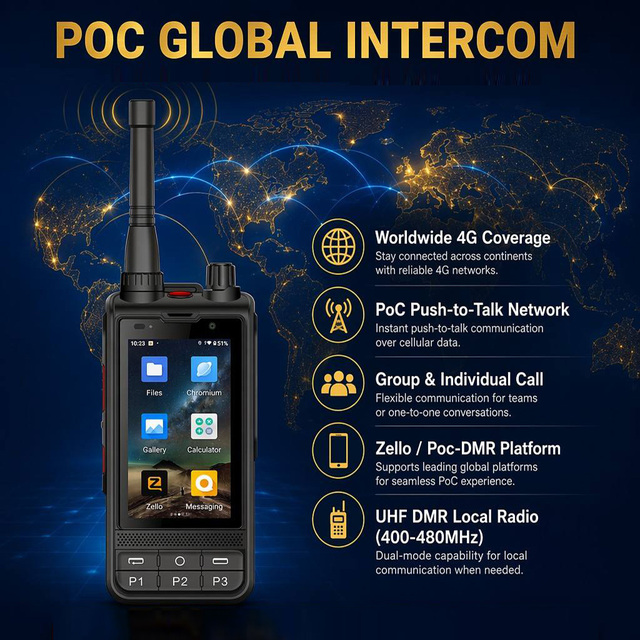 For 4G POC LTE Handheld Walkie Talkie W6Plus POC+DMR+UHF 400-470MHz Android10 4200mAh Battery 4G WiFi GPS Radio