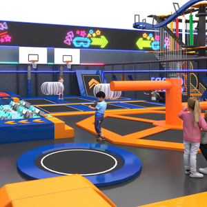 Aoleao Custom Neon Sports Trampoline Park with <b>Slide</b> Set Activity Play Zone for Kids Shopping Mall CE TUV Certified - Product Image 3