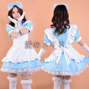 Tsutsukakushi Tsukiko Maid Outfit Blue Polyester Cosplay Costume For Anime Role Playing 14 Years Up - Product Image 2