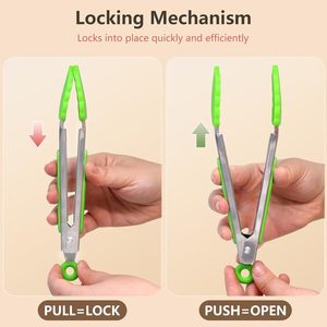 Petites pinces <span class=keywords><strong>de</strong></span> <span class=keywords><strong>cuisine</strong></span> <span class=keywords><strong>de</strong></span> 9 pouces avec embouts en silicone Accessoires <span class=keywords><strong>de</strong></span> <span class=keywords><strong>cuisine</strong></span> Gadgets Outils <span class=keywords><strong>de</strong></span> barbecue en acier inoxydable Clips pour barbecue - Product Image 2