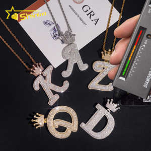 Nueva llegada moda Hip Hop joyería 925 plata esterlina VVS Moissanite Iced Out letra inicial colgante collar - Product Image 2
