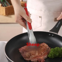 Penjepit dapur baja tahan karat multifungsi, untuk barbekyu Steak kue makanan ringan penjepit makanan Natal