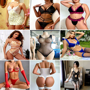 Lencería Sensual Transparente con Encaje, Control Firme, Adornos Brillantes de Pedrería, Tanga con Ribete de Red para Luna de Miel y Noches Románticas Plus - Product Image 3