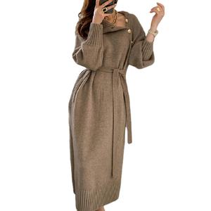 <span class=keywords><strong>Vestito</strong></span> da <span class=keywords><strong>donna</strong></span> autunno/inverno nuovo stile francese maglione abito a maglia lungo per le donne - Product Image 1