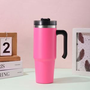 Anti-fog <b>Condensation</b> 30oz Stainless Steel Vacuum Insulated Car Tumbler Travel Mug With Handle Straw - Product Image 4