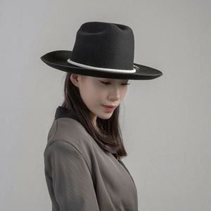 Wholesale Vintage Femme Unisex Women Cowboy Felt Hat Wholesale Wide Brim 100% Wool Felt Fedora Hats - Product Image 4