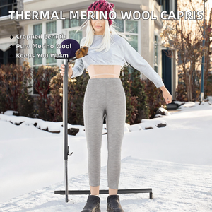 Lehehe - Leggings de Lana Merino Térmica 100% para Mujer, Cintura Media, Elásticos, Transpirables, Suaves, Personalizados, Venta al por Mayor, Fabricante OEM - Product Image 2