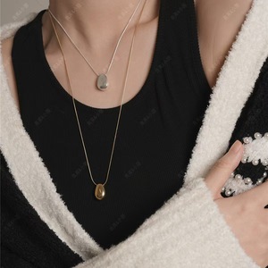 จี้โซลิแทร์รูปหยดน้ำ สร้อยคอยาวชุบทอง สวมใส่ได้ทุกวัน - Product Image 2