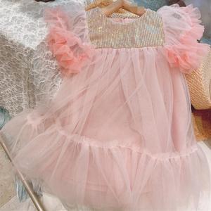 Falda de Gasa Decorativa con Lentejuelas para Niñas, Vestido de Encaje con Mangas Transparentes, Vestido de Princesa para Fiesta - Product Image 2