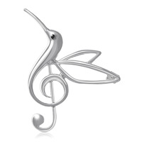 Broche classique en alliage plaqué or moulé sous pression, motif oiseau ajouré et clé de sol, pour la vente en gros de bijoux
