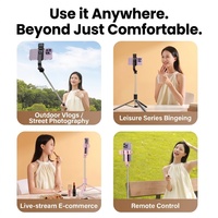 Perche à selfie trépied extra longue de 1,7 m avec lumière d'appoint LED, télécommande sans fil et support de téléphone pour diffusion en direct et vlog