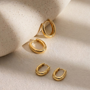 Aros Geométricos Modernos para Mujer, Chapados en Oro de 18K y Rodio, de Acero Inoxidable 316, para Uso Diario, Estilo Bohemia - Product Image 5