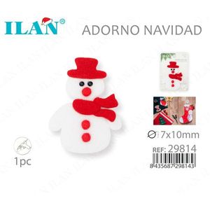 Ornamento Natalizio Pupazzo di Neve Ilan 7x10mm Decorazione Festiva - Product Image 3