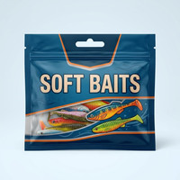 Pochette zippée en Mylar imprimée sur mesure avec barrière anti-odeur et impression blanche pour appâts de pêche, pour l'emballage en gros