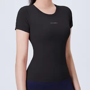 Пикантный облегающий Блейзер, женская летняя одежда для спортзала, футболка стрейч для бега, одежда для йоги с короткими рукавами