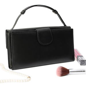 Black Genuine Leather <b>Long</b> <b>Wallet</b> Fold Closure Portable Women's Minimalist Daily Use - Product Image 4