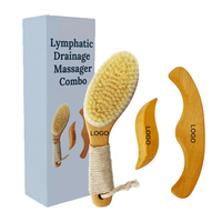 Brosse sèche pour le corps vegan avec logo personnalisé, manche antidérapant profilé, kit d'outils de massage pour la thérapie du bois, sculpture corporelle anti-cellulite Gua Sha