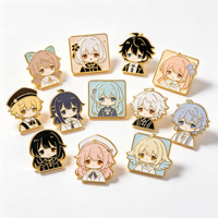 Badge personnalisé en émail souple, design animal imprimé en relief, en métal plaqué or poli et pailleté, souvenir d'anime