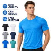 T-shirt de course à col rond personnalisé OEM ODM avec logo, séchage rapide, respirant, vêtements de sport pour la salle de sport, tissu élastique de haute qualité