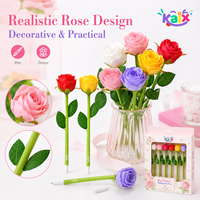 Stylo gel en silicone souple KAIX en forme de rose, écriture fluide, cadeau idéal pour les enseignants et la rentrée scolaire (vente au détail)