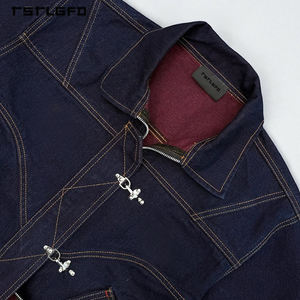 Chaquetas Vaqueras Retro de Mezclilla Selvedge para Hombre, Estilo Vintage, con Cierre de Mosquetón Japonés, Corte Cuadrado y Logotipo Personalizado - Product Image 6