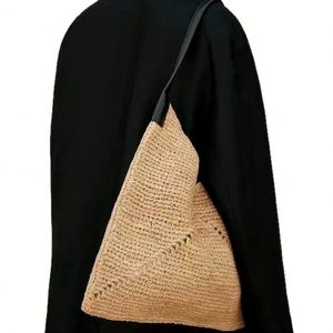 Sac en paille de raphia fabriqué professionnellement, grand sac de plage pour les cadeaux d'affaires - Product Image 4