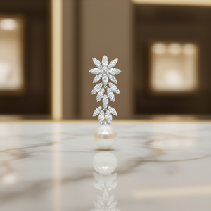 Pendientes de Oro Blanco E2896 con Perla Akoya, Perla Cultivada Redonda AAA, Engaste de Oro de 18K, Joyería de Lujo para Mujer, para Bodas - Product Image 2