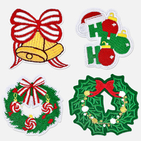 Patchs brodés à motifs de dessins animés : Flocon de neige, Père Noël, Canne de Noël, Bonhomme en pain d'épices, Joyeux Noël, à coudre ou thermocollants