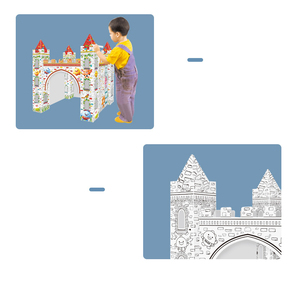 Kindergarten Painting Graffiti <strong>Cardboard</strong> <strong>House</strong> Children's DIY Three-dimensional Castle <strong>Model</strong> Gift Box 6 Toys 1