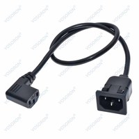 Cordon d'extension à angle droit 90 degrés IEC C13/C14 à montage sur panneau, 0,6 m (2 pi), prise coudée IEC320 C14 vers C13, noir, pour usage domestique