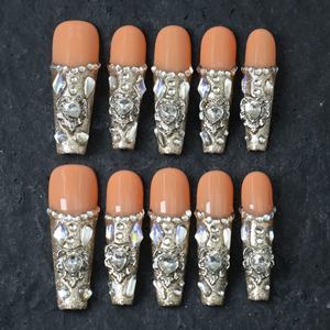 Uñas acrílicas de lujo hechas a mano al por mayor, uñas postizas acrílicas de cobertura completa, etiqueta privada, uñas postizas de alta calidad - Product Image 2